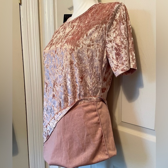R. Vivimos Pink Velvet Mini T-Shirt Short Sleeve Women’s Dress Medium NWT - Picture 10 of 11